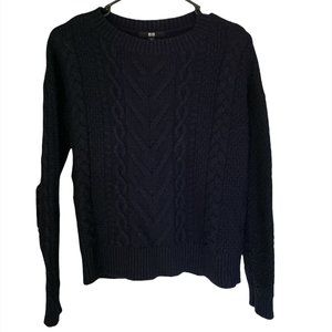 Uniqlo Womens Dark Blue Cable Knit Sweater